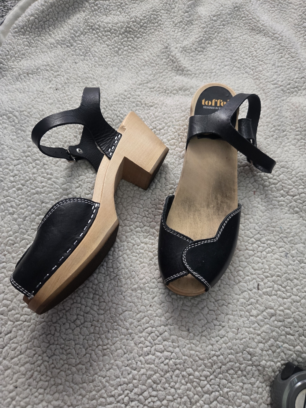Swedish HASBEENS discontinued Htf Heart Mid Heel 39 Black Leather 8.5 9 - Picture 3 of 8